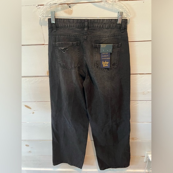 Indigo Rein Skater High Rise Flare Slouchy Black Distressed Jeans, sz 7, NWT - Picture 2 of 6